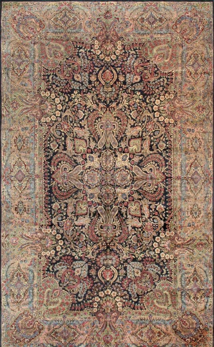 Best * Best Price Pasargad Home Antique Kerman Collection Hand-Knotted Lamb'S Wool Area Rug-10 9 X 17 8 , Navy/Rose Pasargad Home Lavar 11X18