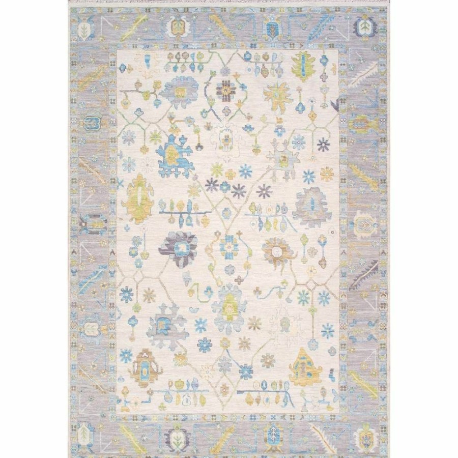 Clearance * Oushak Hand-Knotted Ivory Wool Area Rug-10 2" X 14 5" Large Choice Pasargad Home