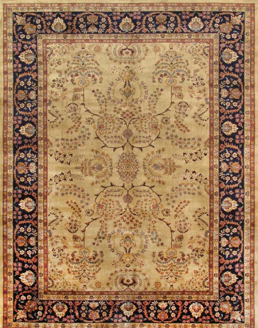 Wholesale * Online Peacok Thrn Sarouk Collection Hand-Knotted Lamb'S Wool Area Rug- 7 4 X 7 4 Pasargad Home P-425 Navy 7X7