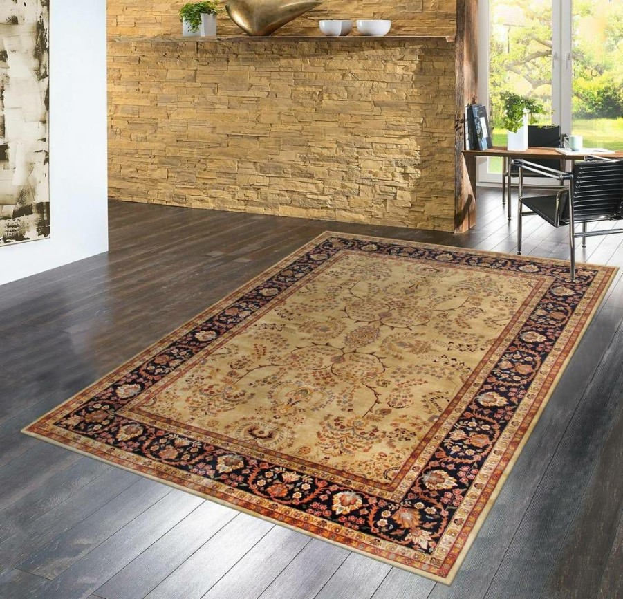 Wholesale * Online Peacok Thrn Sarouk Collection Hand-Knotted Lamb'S Wool Area Rug- 7 4 X 7 4 Pasargad Home P-425 Navy 7X7