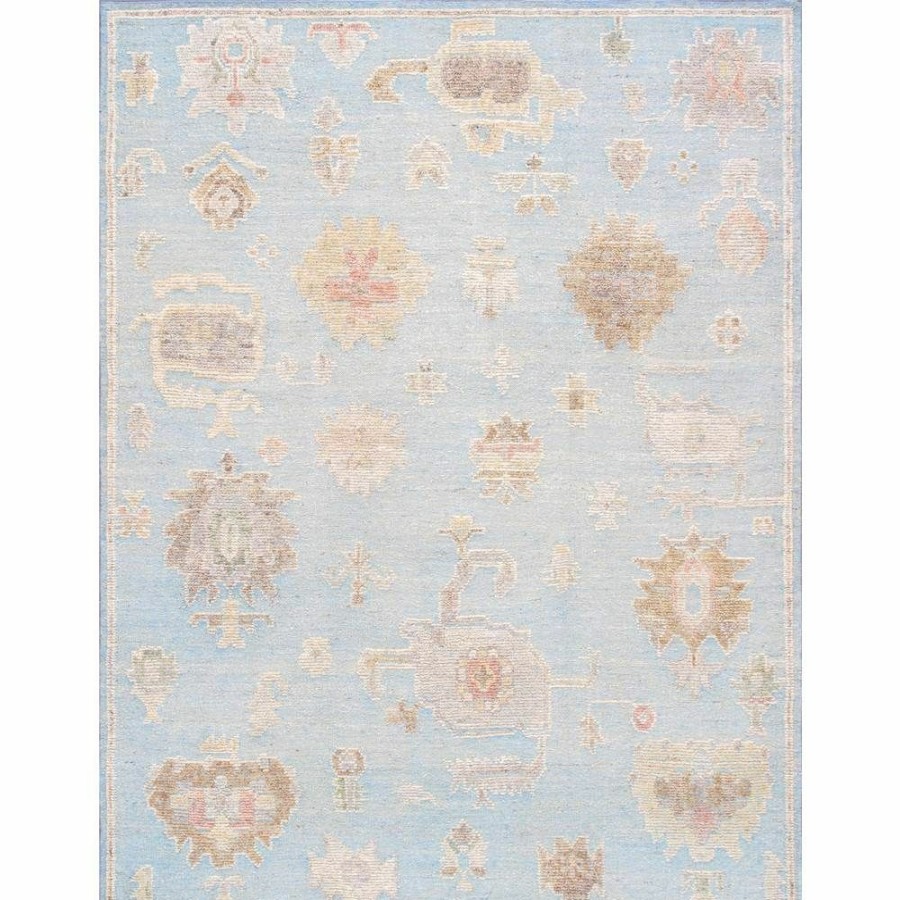 Hot * Oushak Hand-Knotted L. Blue Wool Area Rug-9 3" X 12 1" Excellent Pasargad Home