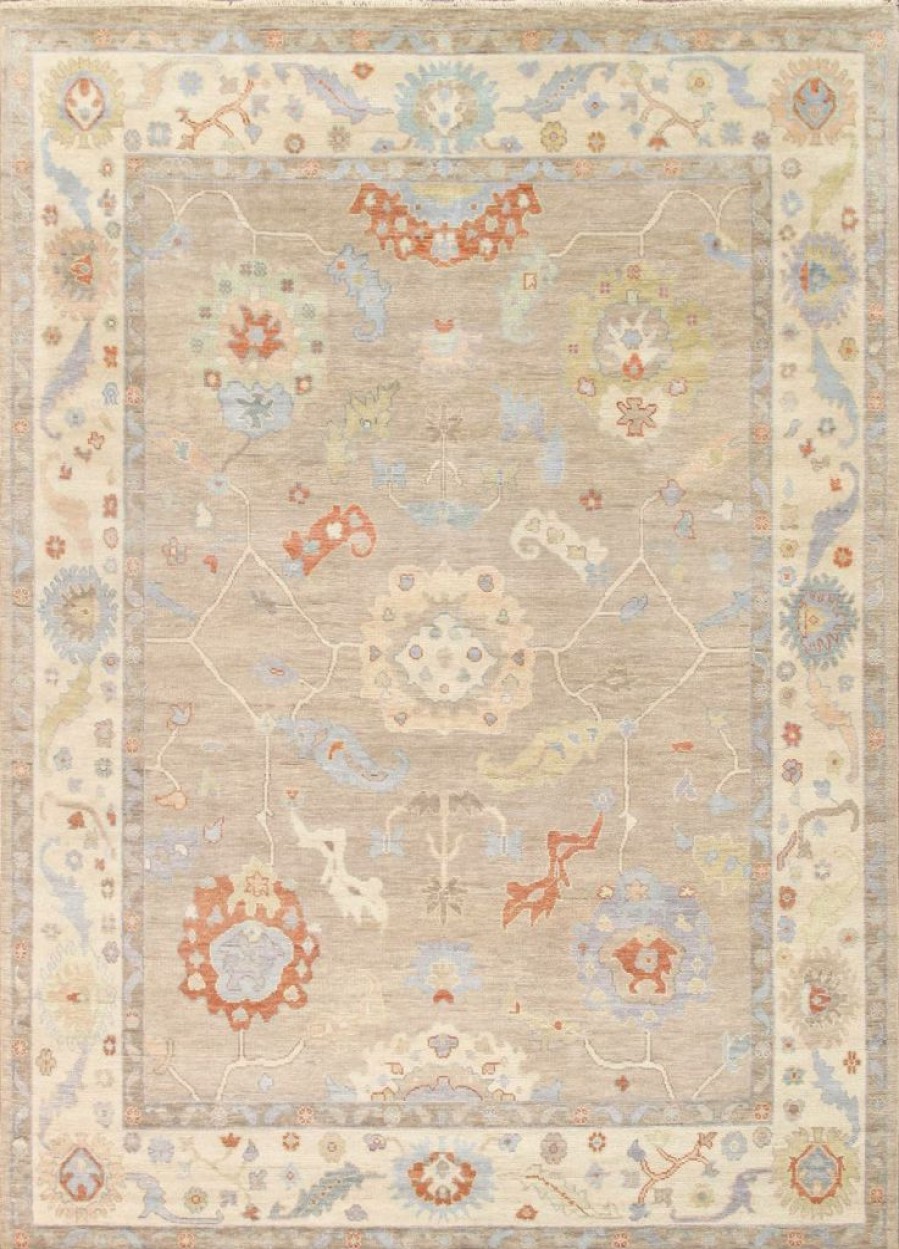 Hot * Classical Pasargad Home Oushak Collection Hand-Knotted Wool Area Rug- 9'10" X 14 0 , Beige-Ivory Pasargad Psf-06 10 14