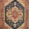 Clearance * Classical Pasargad Home Serapi Collection Hand-Knotted Navy/Rust Wool Area Rug- 9 1 X 9 4 Pasargad Home Pb-10B Nvy 9 9