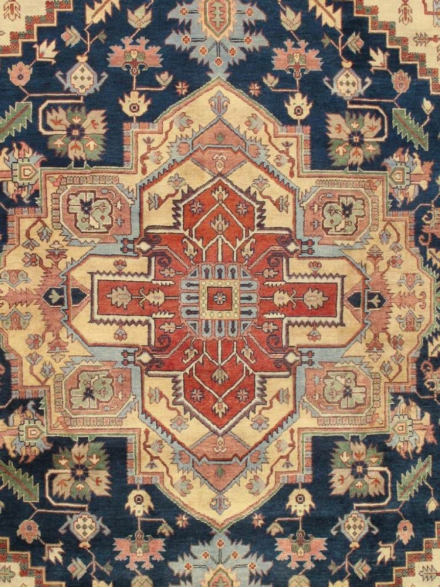 Clearance * Classical Pasargad Home Serapi Collection Hand-Knotted Navy/Rust Wool Area Rug- 9 1 X 9 4 Pasargad Home Pb-10B Nvy 9 9