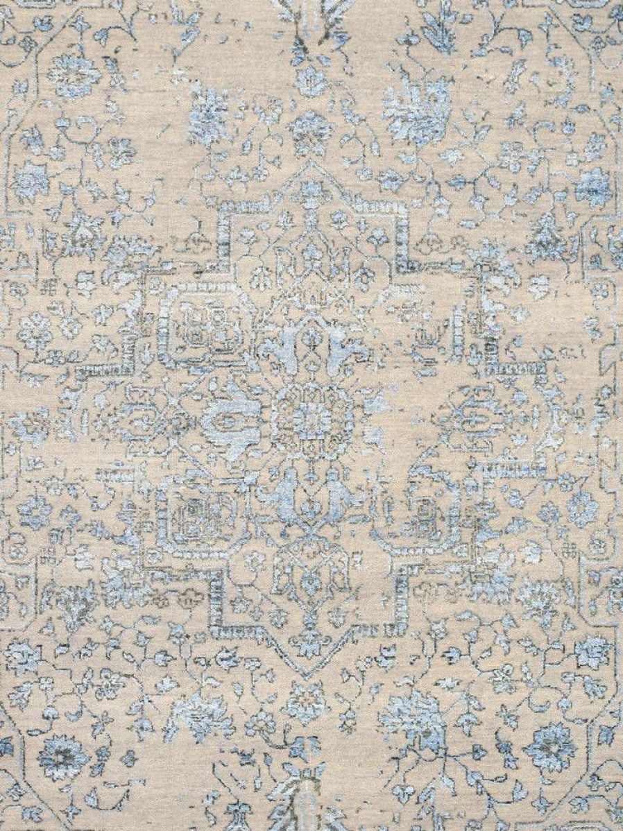 Wholesale * Promotions Pasargad Home Transitional Collection Hand Knotted Bsilk & Wool Area Rug, 5 9 X 9 0 , Silver/L. Blue Pasargad Home Pdc-1866 6 9