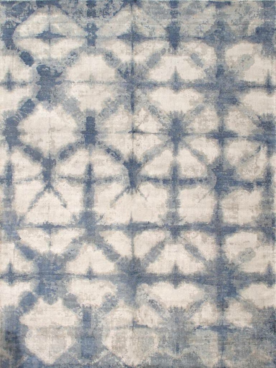 Wholesale * Limited Edition Pasargad Home Shibori Collection Hand-Loomed Silver/Blue Bsilk & Wool Area Rug-12 0 X 15 0 Pasargad Home Pel-12 12 15