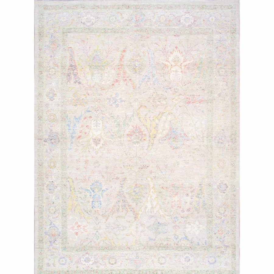 Clearance * Oushak Hand-Knotted Beige Wool Area Rug-9 0" X 12 2" Online Discount Pasargad Home