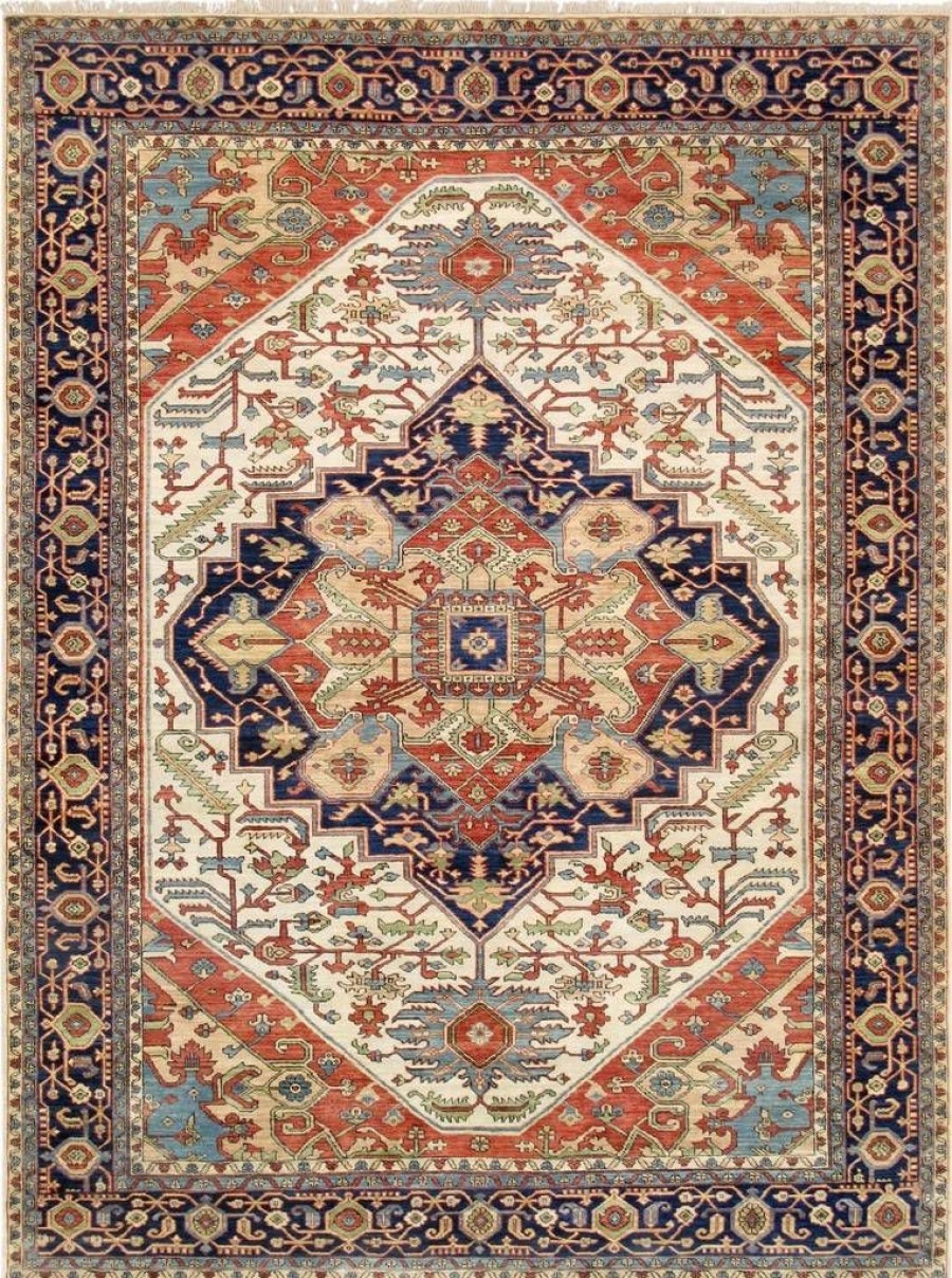 New * Large Choice Pasargad Home Serapi Collection Hand-Knotted Ivory Wool Area Rug- 7'11" X 7'11" Pasargad Home Ph-3 8 8