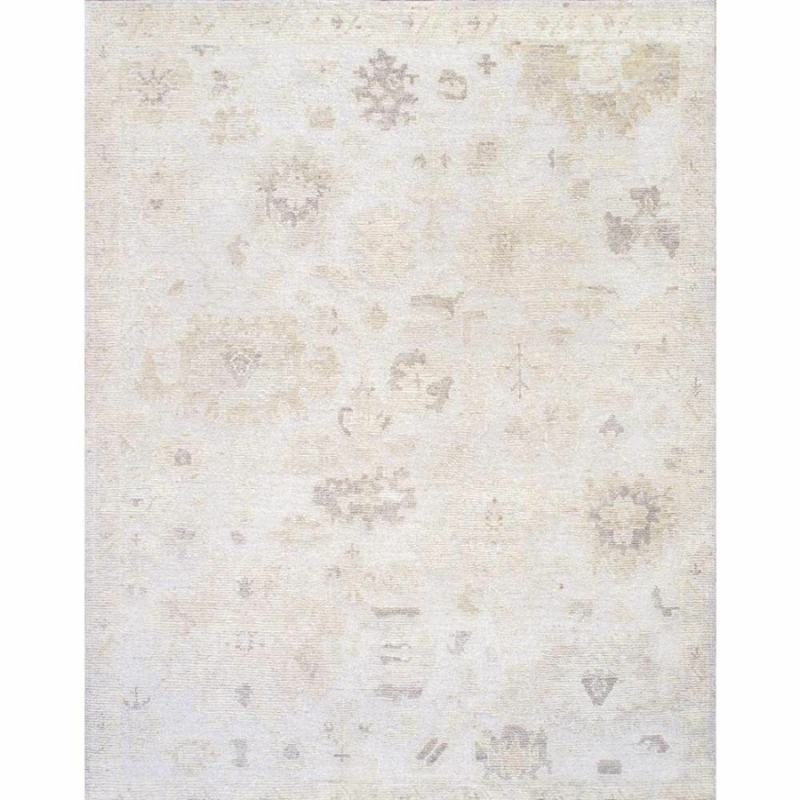 Online * Oushak Hand-Knotted Silver Wool Area Rug-9 3" X 12 1" Outlet Sale Pasargad Home