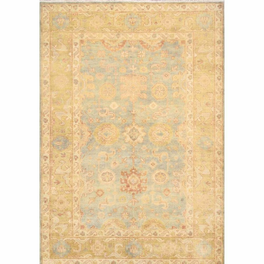 Clearance * Oushak Hand-Knotted L. Blue Lamb'S Wool Area Rug-6 3" X 8 9" Closeout Sale Pasargad Home