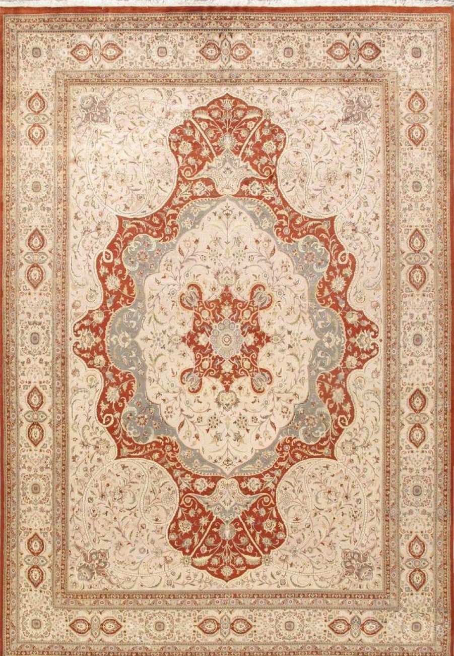 New * Hot Selling Tabriz Hand-Knotted Silk & Wool Area Rug- 9'11" X 14 0 Pasargad Home 973319 10X14