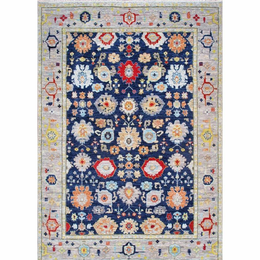 Clearance * Oushak Hand-Knotted Navy Wool Area Rug-9'11" X 14 0" Fire Sale Pasargad Home