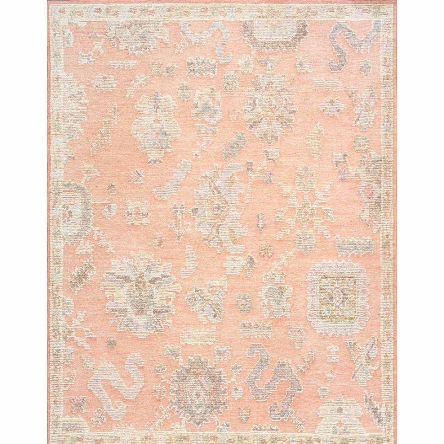 New * Oushak Hand-Knotted Salmon Wool Area Rug-9 3" X 12 2" Wholesale Pasargad Home