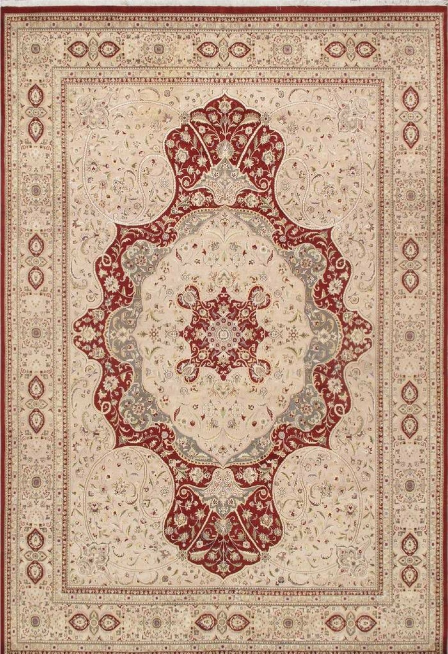 Clearance * Wholesale Tabriz Hand-Knotted Silk & Wool Area Rug- 9'11" X 14 3 Pasargad Home 973320 10X14