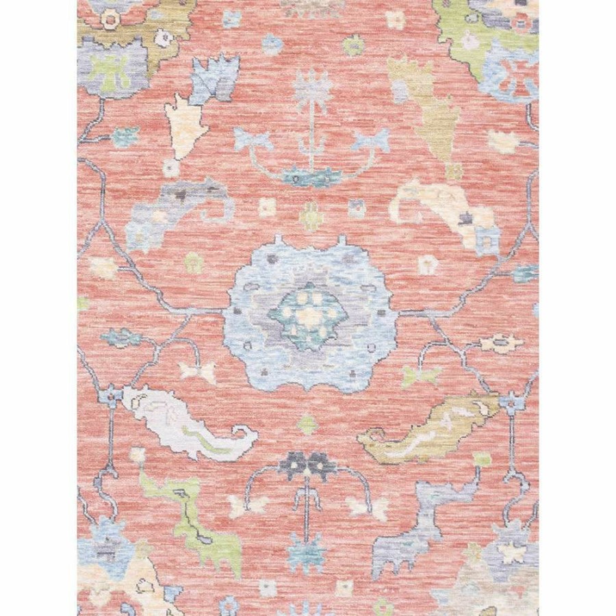 Hot * Oushak Hand-Knotted Coral Wool Area Rug-10 3" X 13'10" Discount Pasargad Home